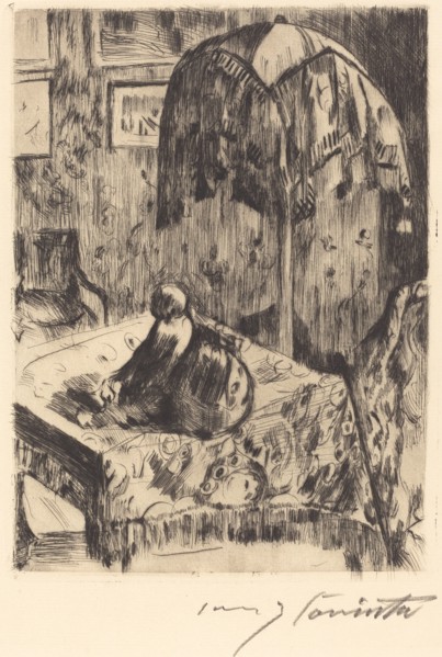 Interieur mit Stehlampe (Interior with Floor Lamp), 1916.