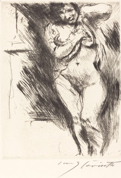 Akt mit hochgehobenem Hemd (Woman Undressing), 1921.