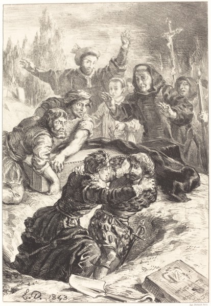 Hamlet and Laertes in the Grave of Ophelia (Act V, Scene I), 1843.