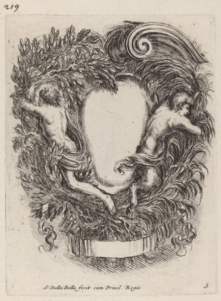 Cartouche with Apollo and Pan, 1647.
