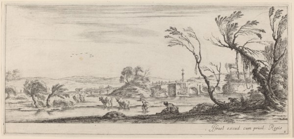 Landscape with Peasant Preparing to Cross a Stream, in or before 1647.