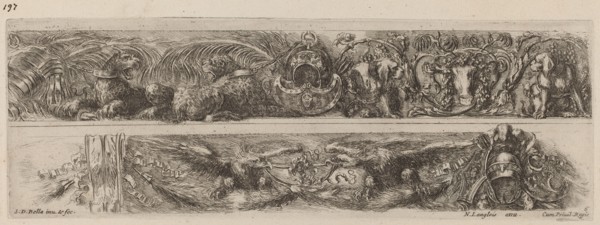 Two Ornamental Bands with Chained Leopards and Eagles, probably 1648.