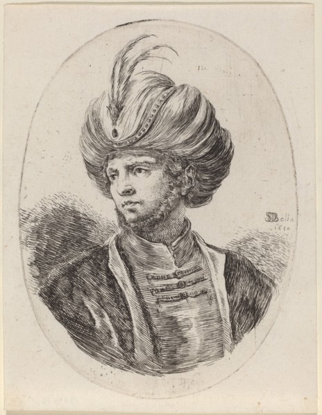 Young Moor with a Slight Beard and Feathered Turban, Turned to the Left, 1650.