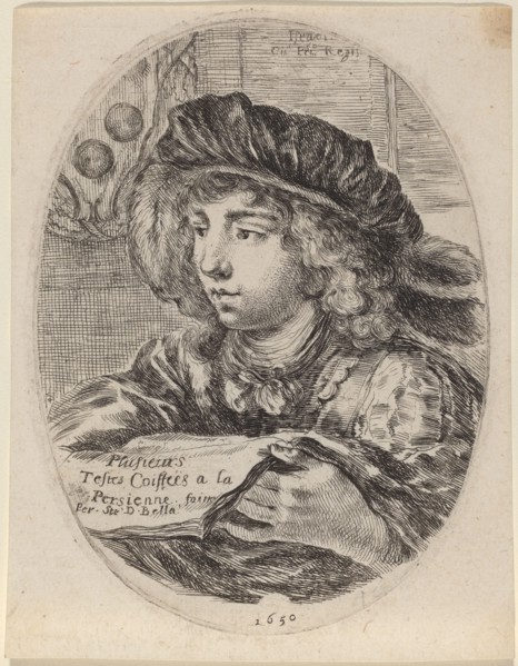 Title Page for "Plusieurs Testes Coiffées a la Persienne", 1650.