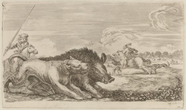 Boar Chased by a Dog.