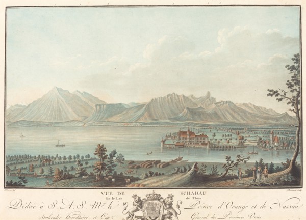 Vue de Schadau. [Schadau Castle on Lake Thun, Switzerland].