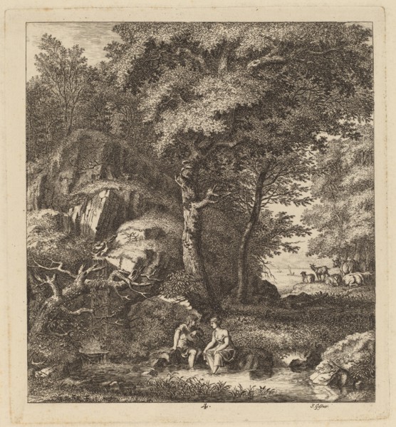 A Shepherd and a Young Woman With Their Feet in a Brook, 1764.