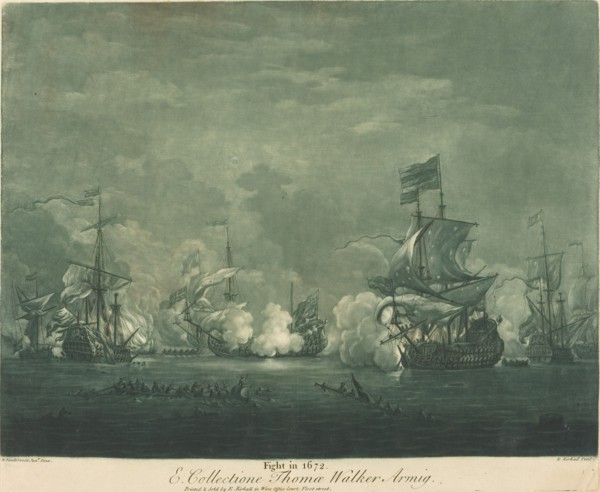Fight in 1672: shipping scene from the collection of Thomas Walker, 1720s.