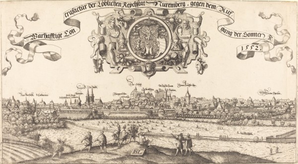 View of Nuremberg from the East [center section], 1552.