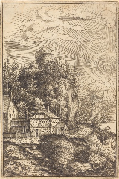 Landscape with a Castle and Radiating Sun, 1553.