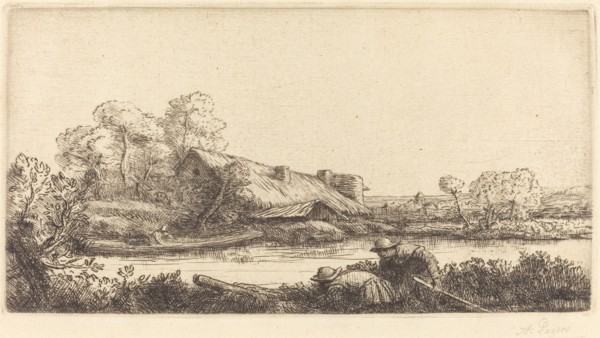 Farm along the River seen by Evening Light (La ferme sur la riviere: Effet du soir).