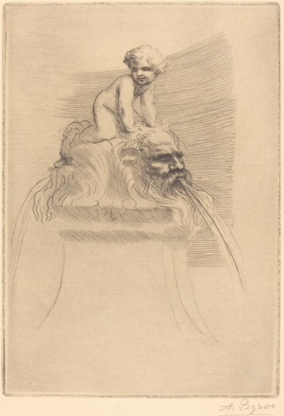 Small Fountain, Child Playing on the Grotesques (Petite fontaine, enfant qui joue surdes masques).