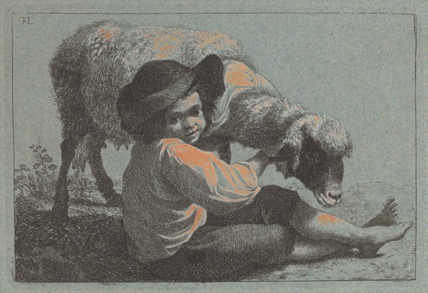 Seated Peasant Boy Holding a Sheep.