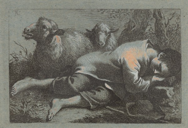 Peasant Boy Asleep near Two Sheep, 1758/1759.