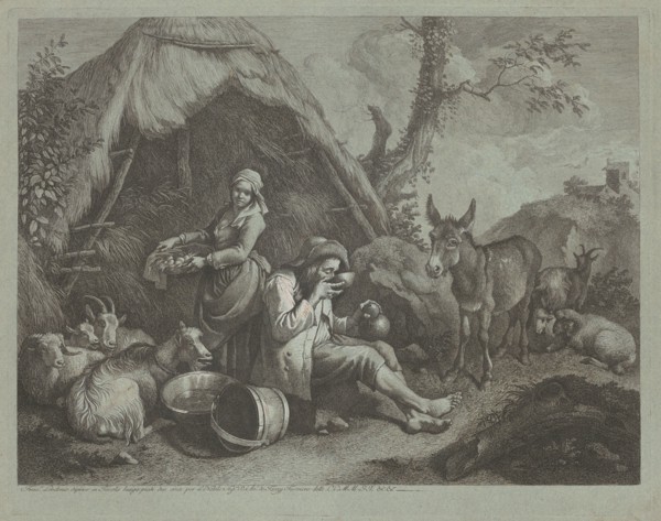 Seated Old Man and Woman with a Basket of Eggs, 1759/1782.