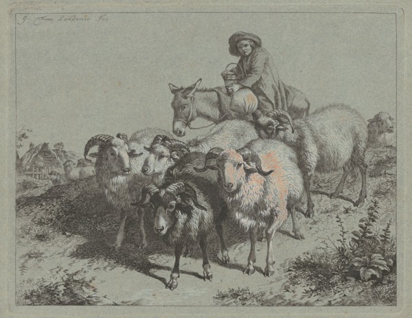 Boy on a Donkey Driving a Flock, 1763.