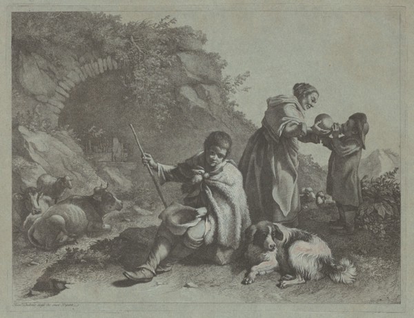 Seated Shepherd Boy and Woman Giving a Drink to a Child, 1759/1782.