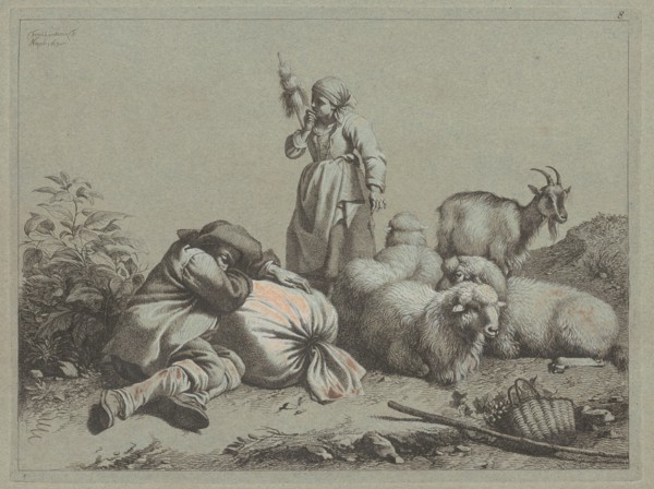Sleeping Peasant and Standing Spinner, 1763.