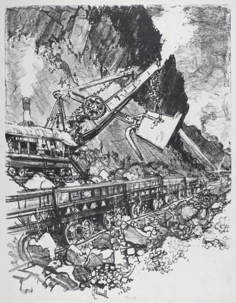 Steam Shovel in the Cut at Bas Obispo, 1912.