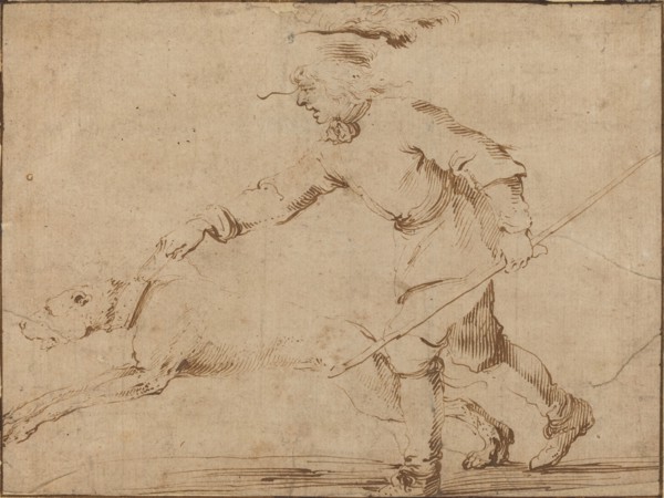 Huntsman with a Hound on a Leash.