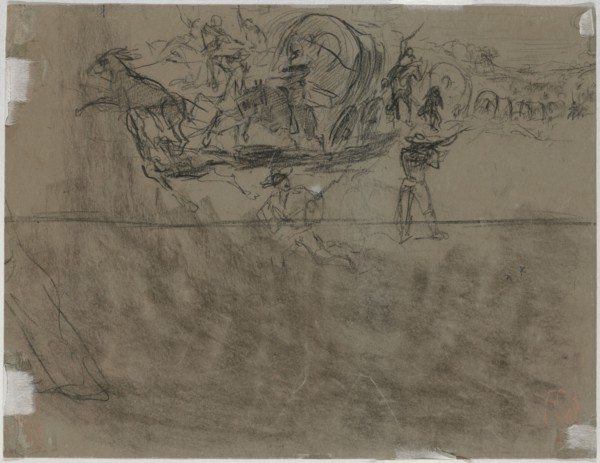 Skirmish Involving a Wagon Train [verso], 1864.