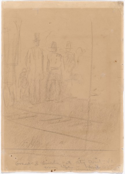 Grant and Lincoln at City Point, Virginia [recto], 1865.