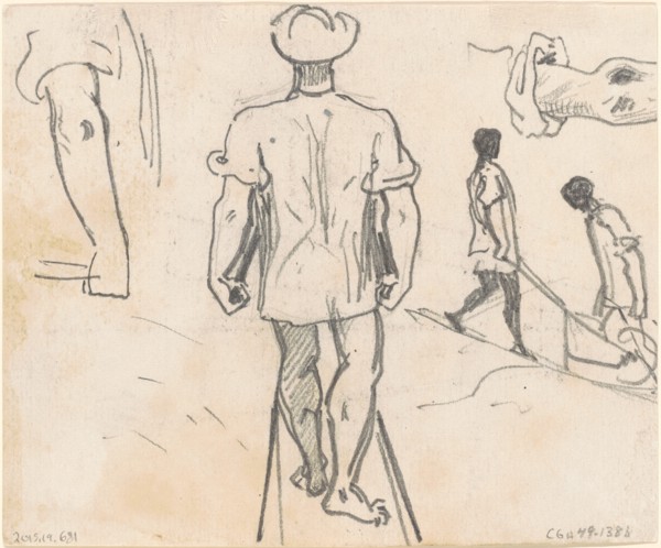 Studies of Peasants with Wheelbarrows [verso], 1870-1872.