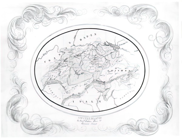Map Of Switzerland, c. 1856.