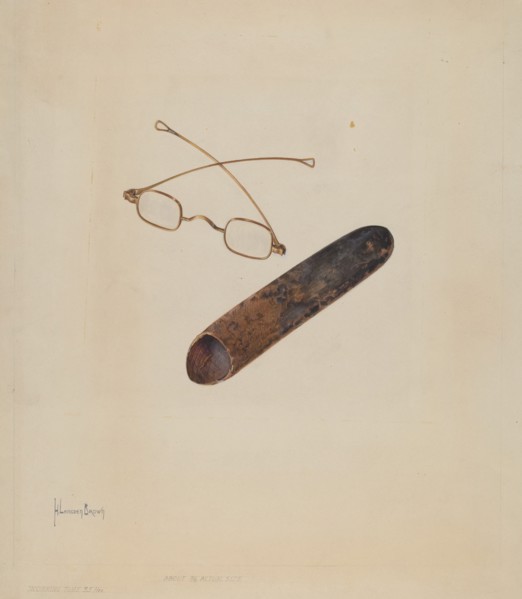 Spectacles and Case, c. 1937.