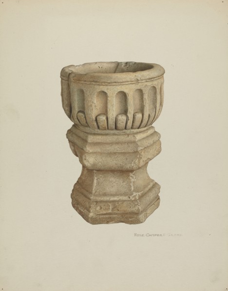 Stone Baptismal Font, c. 1940.
