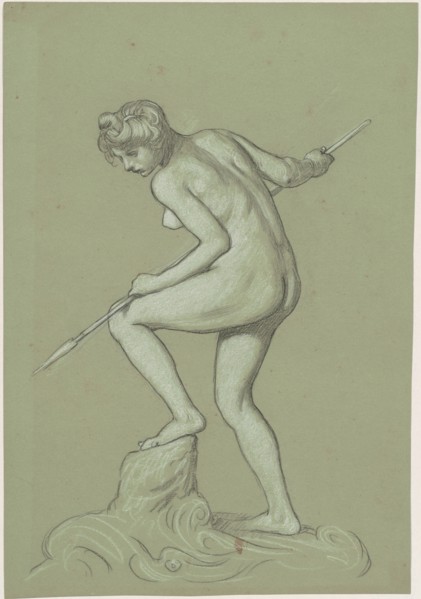Girl Spearing Dolphin, c. 1900.
