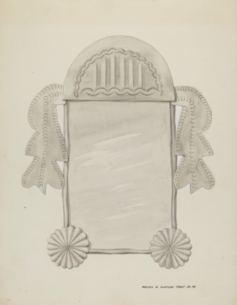 Small Tin Framed Mirror, c. 1937.