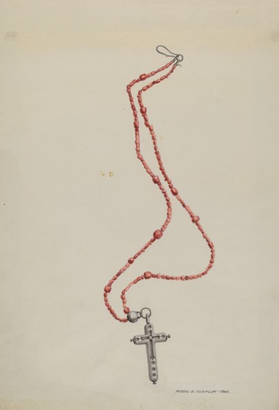 Coral Beads and Crucifix, c. 1937.