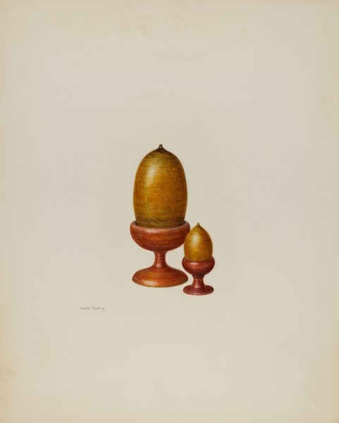 Pa. German Wooden Acorns, c. 1941. Creator: Hester Duany.
