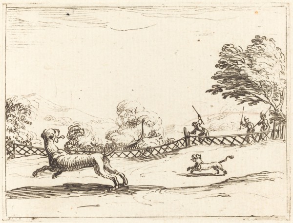 Lioness and Cub Pursued by Hunters.