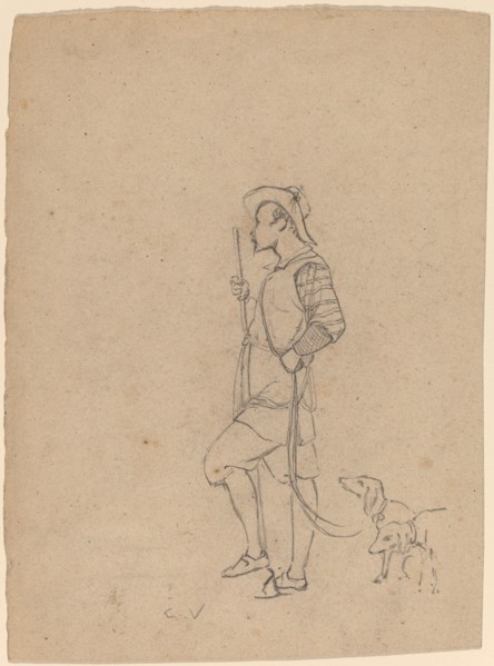 Study of Hunter with Dogs, c. 1858.