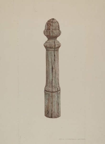 Carved Wooden Hitching Post, c. 1939.