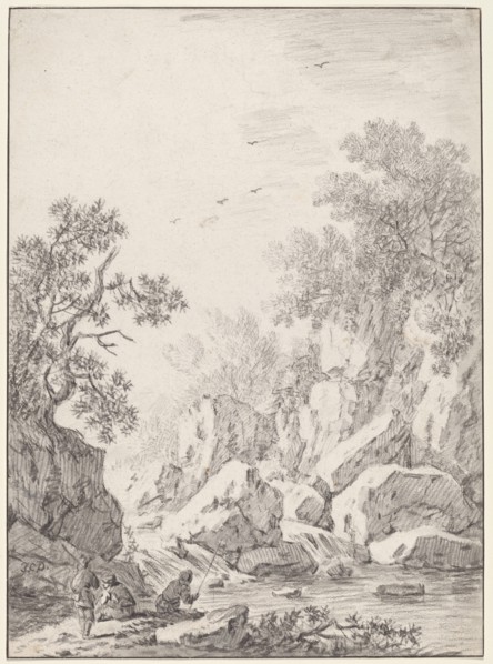 A Waterfall by Rock Cliffs, 1750s(?).