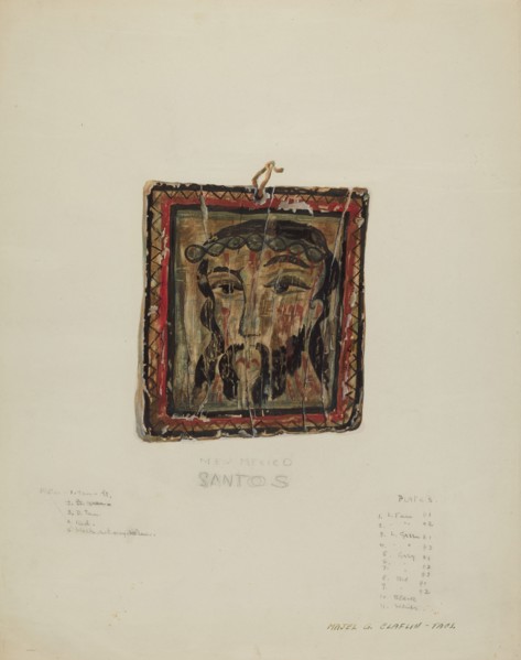 Small Christo Head - Retablo, c. 1940.
