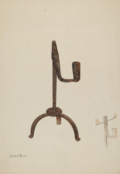 Rush Holder with Candle Socket, c. 1937.