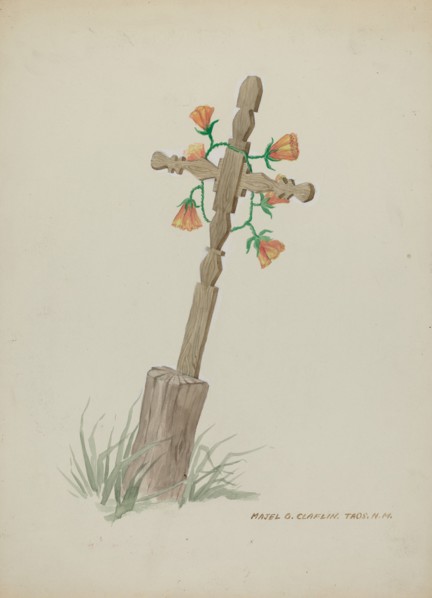 Wooden Cross used as Headstone, c. 1937.