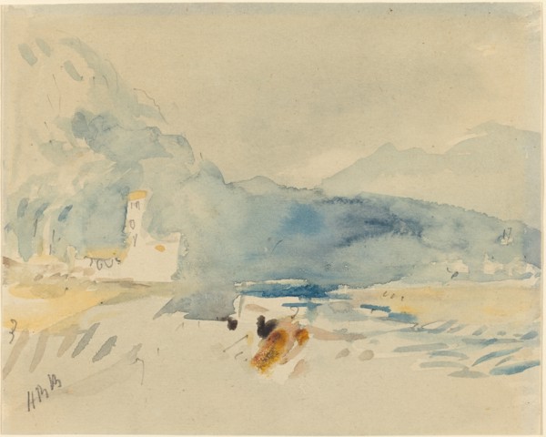A Landscape with Mountains and a Stream.