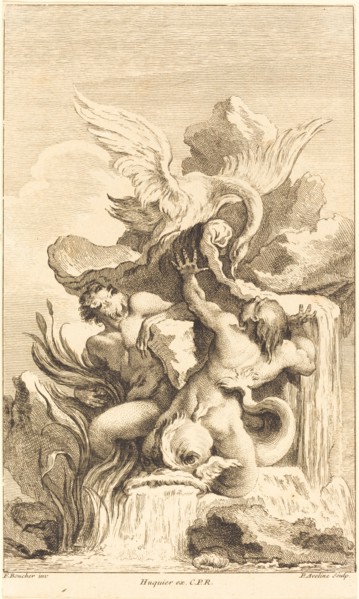 Two Tritons and a Swan, in or after 1736.