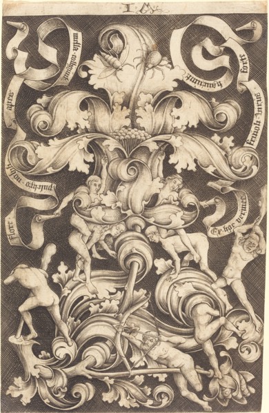 Ornament with Flower and Eight Wild Folk.
