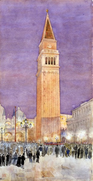Bell Tower, St. Mark's Square, Venice, 1912.
