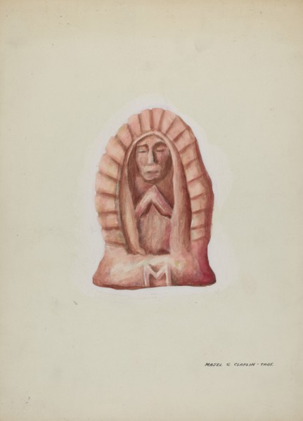 Small Statue of Guadalupe Cut in Stone, c. 1937.