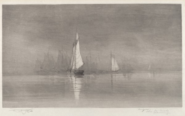 Untitled (Harbor Scene with Sailboats), c. 1900.