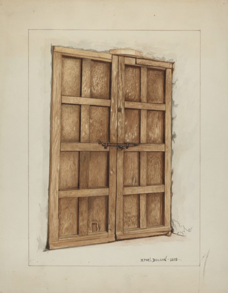 Sacristy Door at Mission San Juan Bautista, 1938.