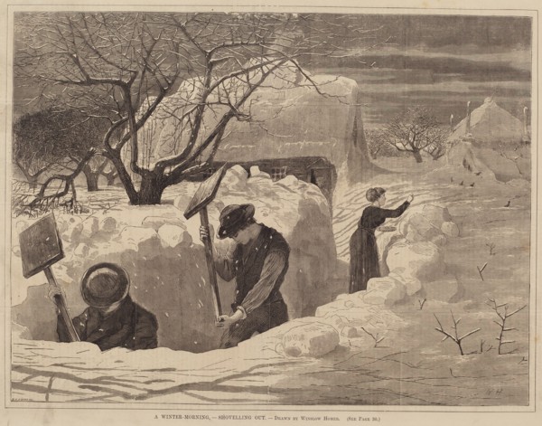 A Winter-Morning, - Shovelling Out, published 1871.