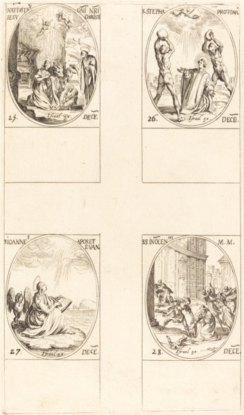 The Nativity; St. Stephen; St. John; Holy Innocents.